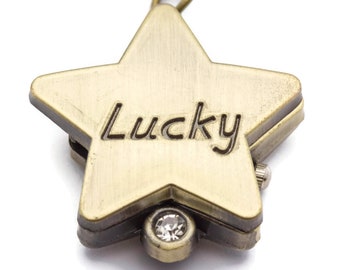 Lucky Star Pocket Watch Necklace, Long Necklace Watch, Bronze Pocket Watch, Ladies Pocket Watch, Necklace Watches