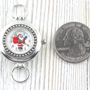 Esfera de reloj de Papá Noel, esfera redonda blanca, joyería festiva imagen 4