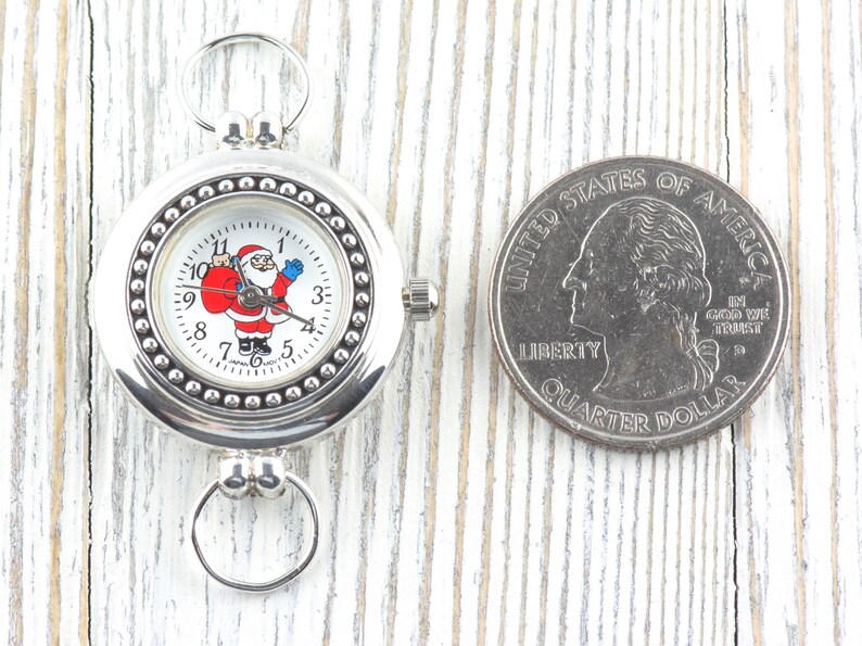 Esfera de reloj de Papá Noel, esfera redonda blanca, joyería festiva imagen 4