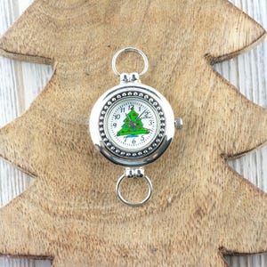 Christmas Tree Watch Face, Round White Watch Face, Christmas Watch, Festive Holiday Jewelry image 6