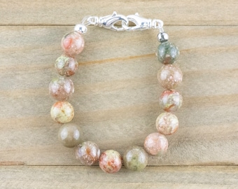 Autumn Jasper Stretch Beaded Watch Band, Medical Alert Bracelet, Single Strand, Interchangeable, Handmade Jewelry