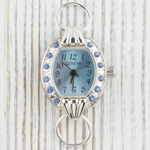 Blue Watch Face, Rhinestone Watch Face, Square Watch Face, Silver Watch Face, Women&#39;s Watch Face, Beading Watch Face