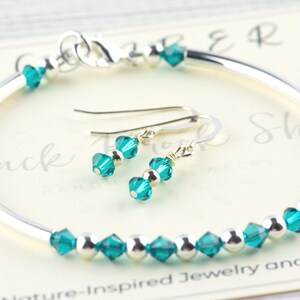 Pulsera con piedra de nacimiento de diciembre, piedra de nacimiento de circón azul, pulsera con el mes de nacimiento, pulsera azul Swarovski, regalo de pulsera de diciembre imagen 3