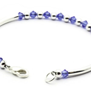 September Sapphire Swarovski Crystal Birth Month Sterling Silver Plated Bracelet