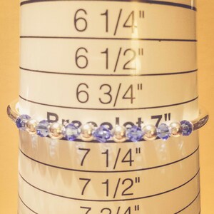September Sapphire Swarovski Crystal Birth Month Sterling Silver Plated Bracelet on bracelet measuring cone