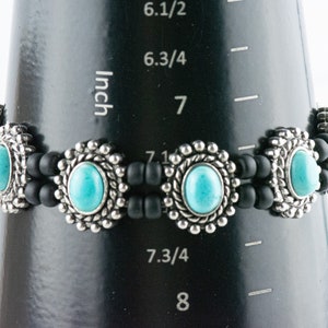 Turquoise Blue Howlite Oval Beaded Stretch Bracelet / Handmade Bracelet / Bohemian Jewelry image 8