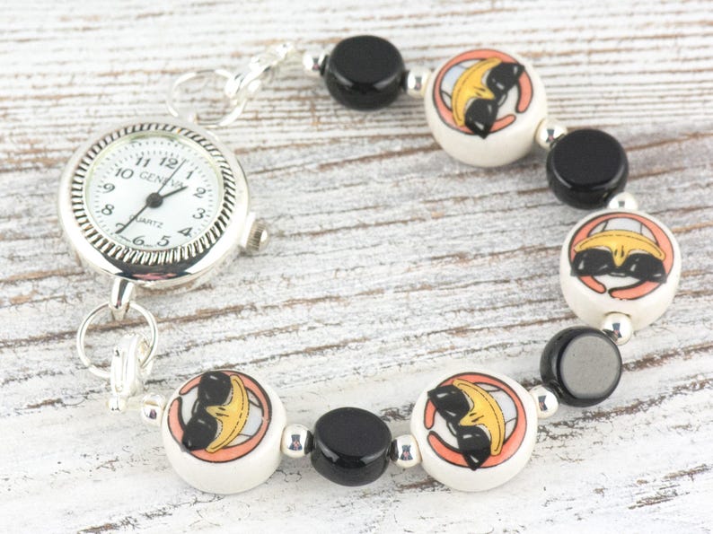 Happy Face with Sunglasses Interchangeable Stretch Beaded Watch Band • Medical ID Bracelet • Single Strand • Handmade Jewelry image 6