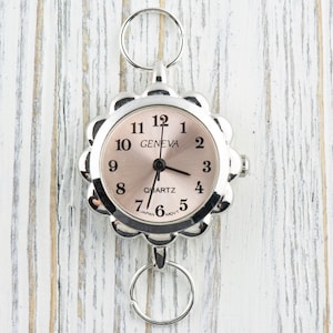 Flower Watch Face, Light Pink Watch Face, Round Watch Face, Beading Watch Head, Battery Included