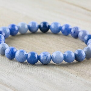 Blue Aventurine Smooth Round Beaded Stretch Bracelet, Unisex Semi-Precious Stone Jewelry, Handmade Natural Gemstone Fashion Accessories image 1