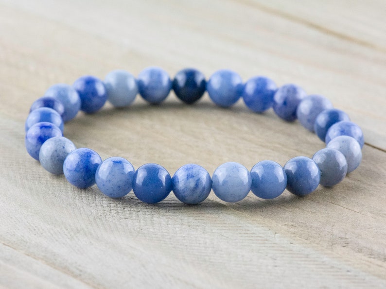 Blue Aventurine Smooth Round Beaded Stretch Bracelet, Unisex Semi-Precious Stone Jewelry, Handmade Natural Gemstone Fashion Accessories image 1