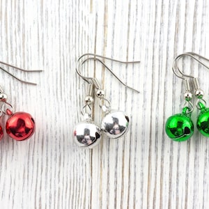 Jingle Bell Dangle Christmas Earrings • Holiday Jewelry • Feeling Festive • Handmade Gift for Her