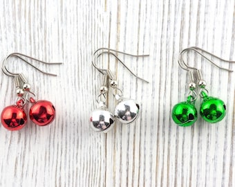 Jingle Bell Dangle Christmas Earrings • Holiday Jewelry • Feeling Festive • Handmade Gift for Her