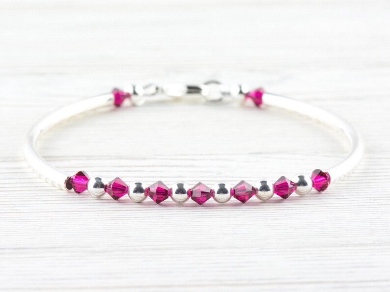 Juli Geburtsstein, Rubin Birthstone Armband, Geburtsmonat Armband, Geburtsstein Armband, Juli Armband Geschenk, Kristall Armband Bild 1
