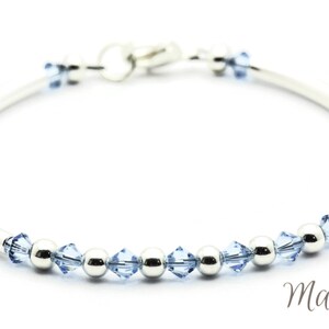 March Aquamarine Swarovski Crystal Birth Month Sterling Silver Plated Bracelet