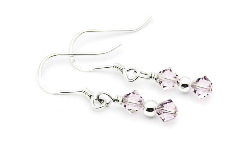 June Alexandrite Swarovski Crystal Birth Month Sterling Silver Drop Earrings
