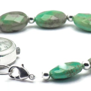 Faceted Green Opal Stretchy Interchangeable Watch Band • Medical ID Bracelet • Bracelet Watch Band • Stretch Watch Band image 3