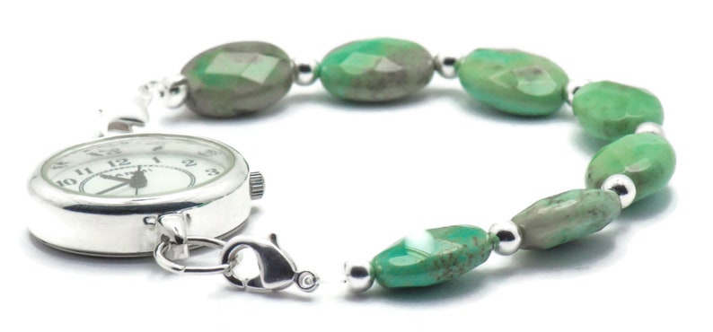 Faceted Green Opal Stretchy Interchangeable Watch Band • Medical ID Bracelet • Bracelet Watch Band • Stretch Watch Band image 3