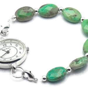 Faceted Green Opal Stretchy Interchangeable Watch Band • Medical ID Bracelet • Bracelet Watch Band • Stretch Watch Band image 4