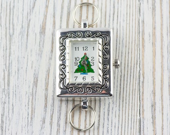 Christmas Tree Watch Face | Square Watch Face | Holiday Watch Face | Wrist Watch Face | Beading Watch Face | Women's Silver Watch Face