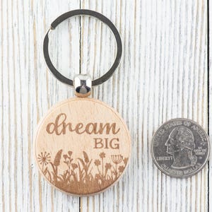 Inspirational Quotes Natural Wood Keychain • Laser-Engraved Stainless Steel Keyring • Double-Sided image 10