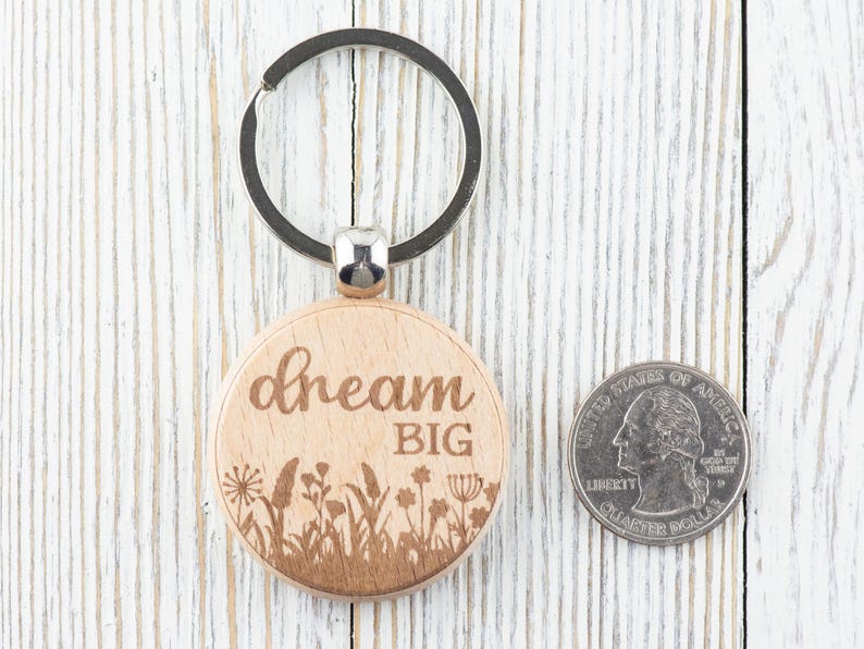 Inspirational Quotes Natural Wood Keychain • Laser-Engraved Stainless Steel Keyring • Double-Sided image 10