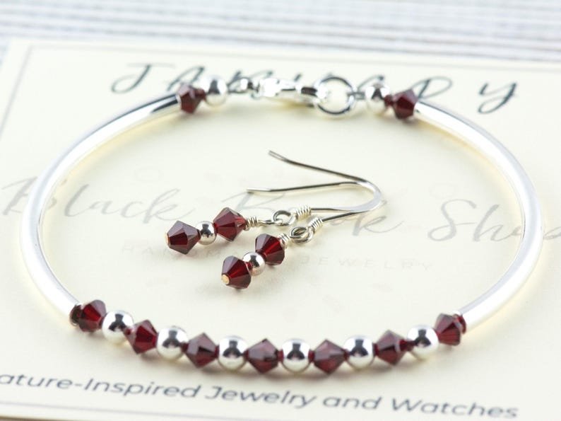 January Birthstone, Garnet Birthstone Bracelet, Birth Month Bracelet, January Bracelet Gift, Birth Stone Bracelet image 3