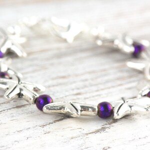 Purple Starfish Interchangeable Stretch Beaded Watch Band • Medical ID Bracelet • Single Strand • Handmade Jewelry image 2