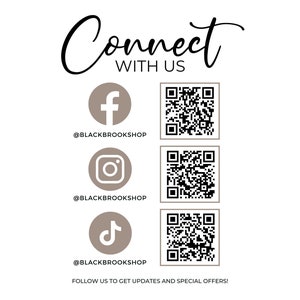 K&ouml;nnte beinhalten: Verbinden Sie sich mit uns in den sozialen Medien. Eine Grafik mit Symbolen f&uuml;r Facebook, Instagram und TikTok, jeweils mit einem entsprechenden QR-Code.