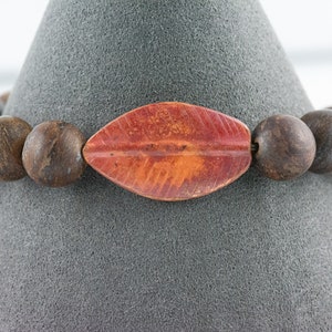 Kopparbladbronzitpärlsträckt armband / Boho-stil ädelstensarmband / Naturinspirerade jordnära höstsmycken bild 4