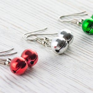 Jingle Bell Dangle Christmas Earrings • Holiday Jewelry • Feeling Festive • Handmade Gift for Her image 2