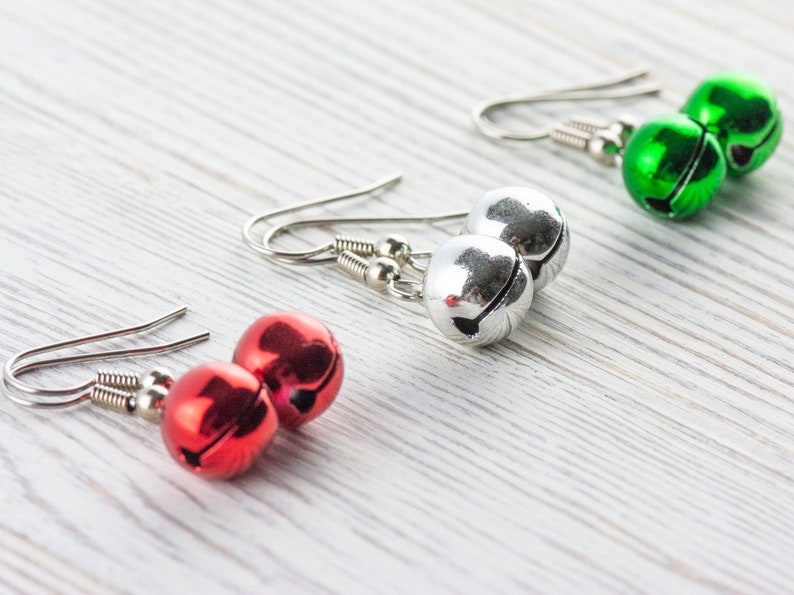 Jingle Bell Dangle Christmas Earrings • Holiday Jewelry • Feeling Festive • Handmade Gift for Her image 2
