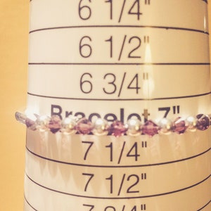 February Amethyst Swarovski Crystal Birth Month Sterling Silver Plated Bracelet on bracelet measuring cone