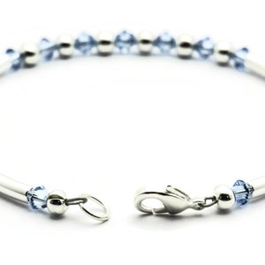 March Aquamarine Swarovski Crystal Birth Month Sterling Silver Plated Bracelet