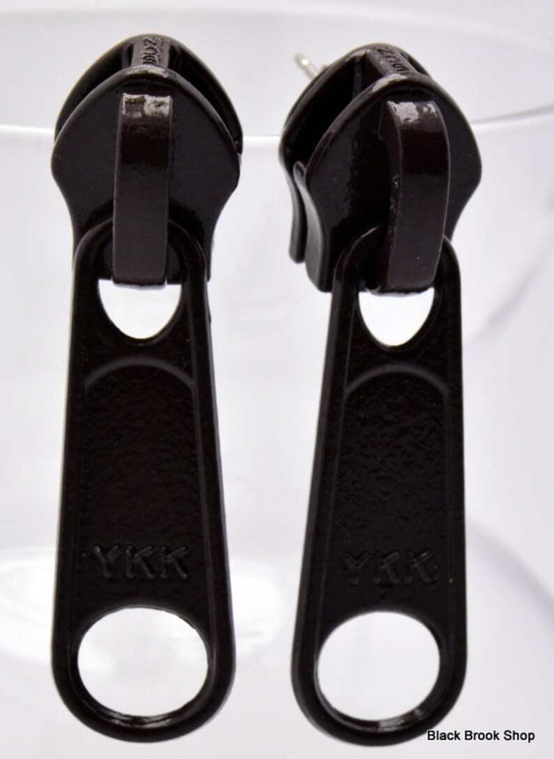 Sale / Brown Large Zipper Pull Stainless Surgical Steel Post Etsy