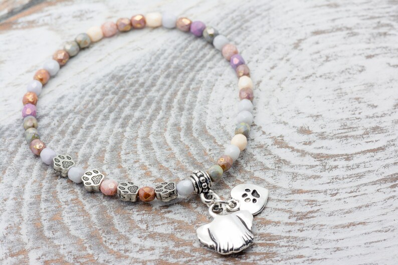 I Love My Dog Charm Stretch Bracelet, Dog Lover Gift, Pet Jewelry, Paw Print image 5