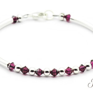 July Ruby Swarovski Crystal Birth Month Sterling Silver Plated Bracelet