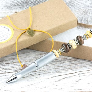 Walk Thru the Woods Beaded Silver Stylus Pen • Lampwork Glass Beads • Metal Ballpoint image 6