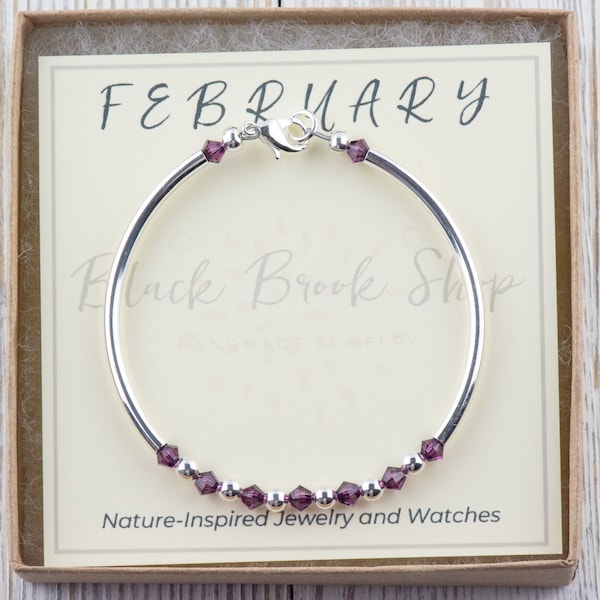 February Birthstone, Amethyst Birthstone Bracelet, Birth Month Bracelet, Birth Stone Bracelet, February Bracelet Gift
