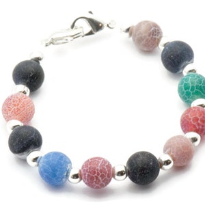 Agat Flerfärgat Pärlarmband Klockarmband • Medicinskt ID-armband • Handgjort Klockarmband • Stretchigt Klockarmband bild 5