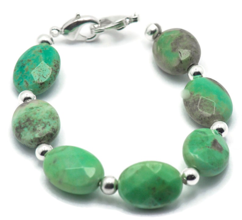 Faceted Green Opal Stretchy Interchangeable Watch Band • Medical ID Bracelet • Bracelet Watch Band • Stretch Watch Band image 2