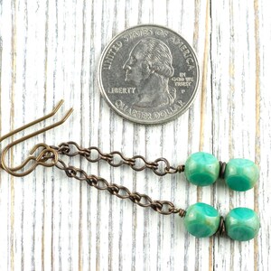 Aqua Blue Glass & Brass Earrings • Earthy Boho Jewelry • Nature-Inspired Handmade Earrings • Jewelry Gift • Nickel-free • Lead-free image 7