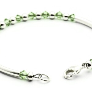 August Peridot Swarovski Crystal Birth Month Sterling Silver Plated Bracelet