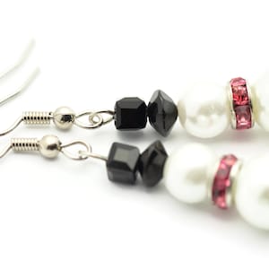 Snowman Earrings, White Snowmen, Surgical Steel, Snow Woman, Winter Jewelry, Pink Scarf, Holiday Earrings, Christmas Earrings, Snow Love image 1