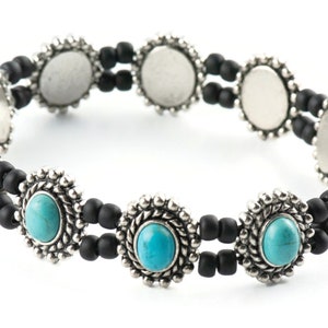 Turquoise Blue Howlite Oval Beaded Stretch Bracelet / Handmade Bracelet / Bohemian Jewelry image 7