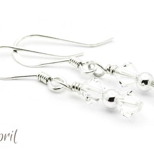 April Diamond Swarovski Crystal Birth Month Sterling Silver Drop Earrings