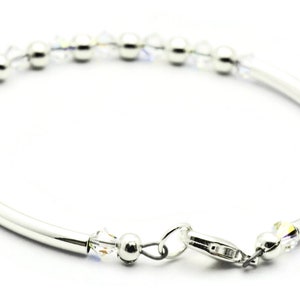 April Diamond Swarovski Crystal Birth Month Sterling Silver Plated Bracelet