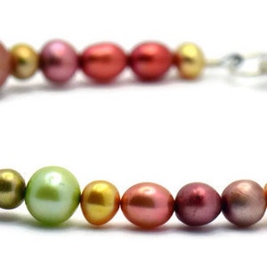 Pu&ograve; includere: Un braccialetto di perle multicolori con una chiusura argentata. Le perle sono in tonalit&agrave; di rosa, verde e marrone.
