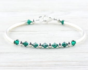 May Birthstone, Emerald Birthstone Bracelet, Birth Month Bracelet, Birth Stone Bracelet, May Bracelet Gift