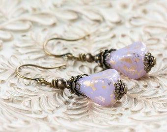 Purple Rain Earthy Brass Earrings / Nature Inspired Jewelry / Fall Gifts