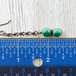 Aqua Blue Glass & Brass Earrings • Earthy Boho Jewelry • Nature-Inspired Handmade Earrings • Jewelry Gift • Nickel-free • Lead-free image 2